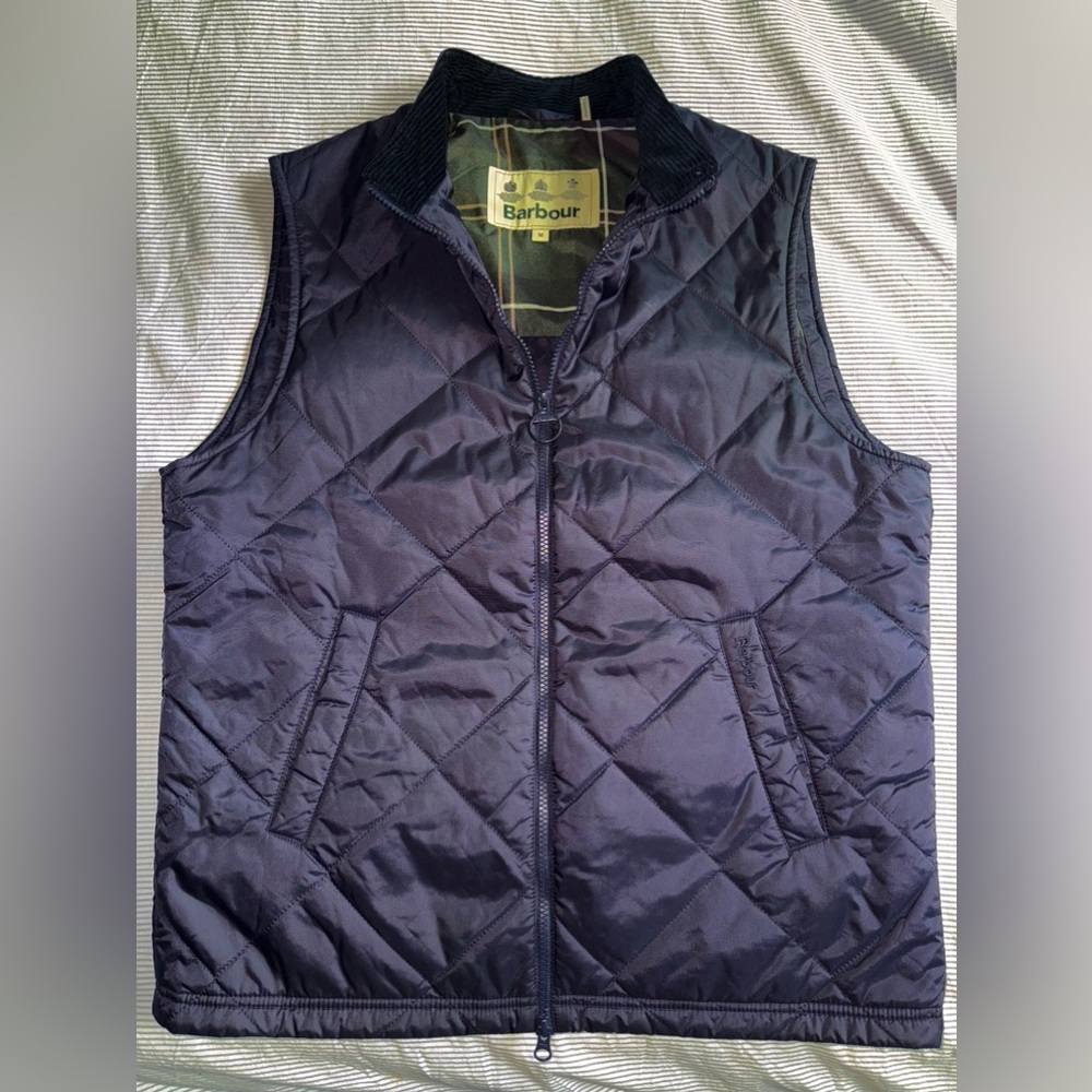 BARBOUR Navy Blue Diamond Quilt Vest M Medium